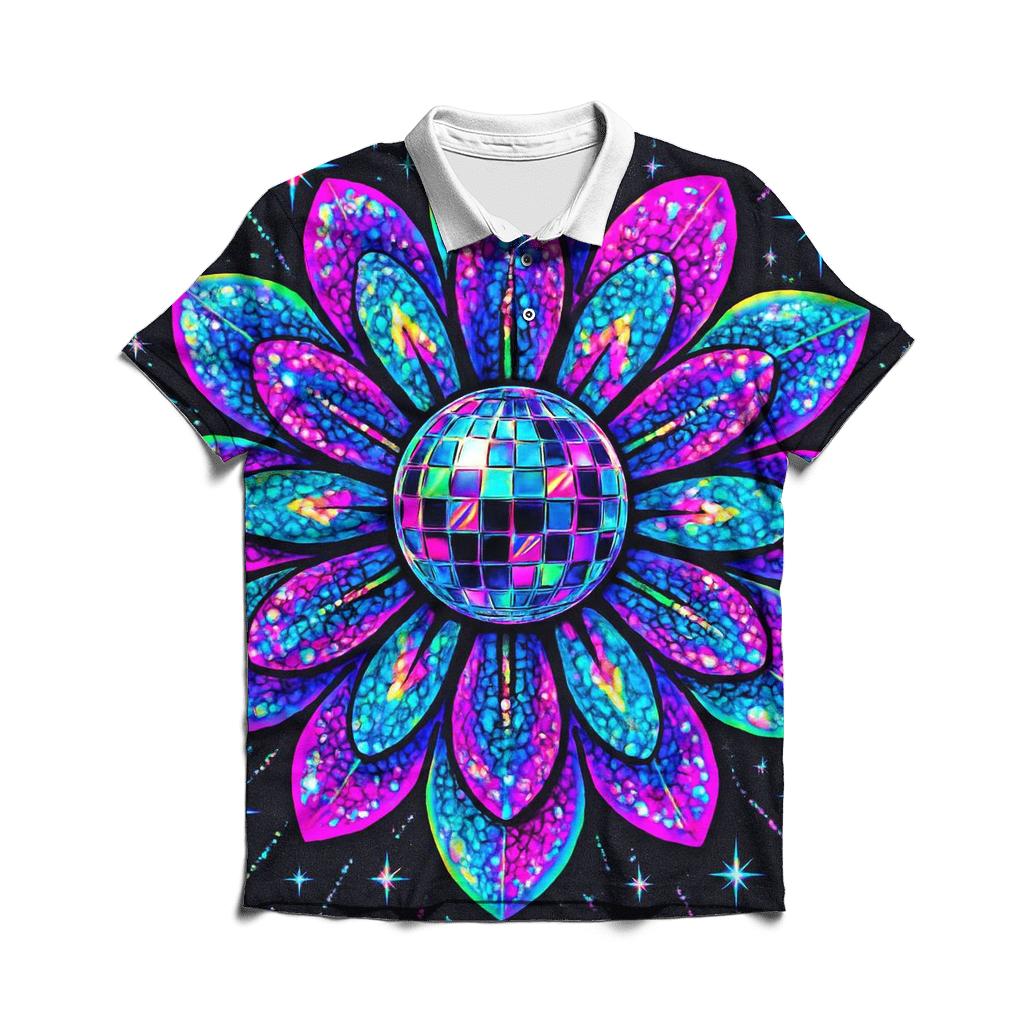 Electric Disco Bloom personalized polo shirts