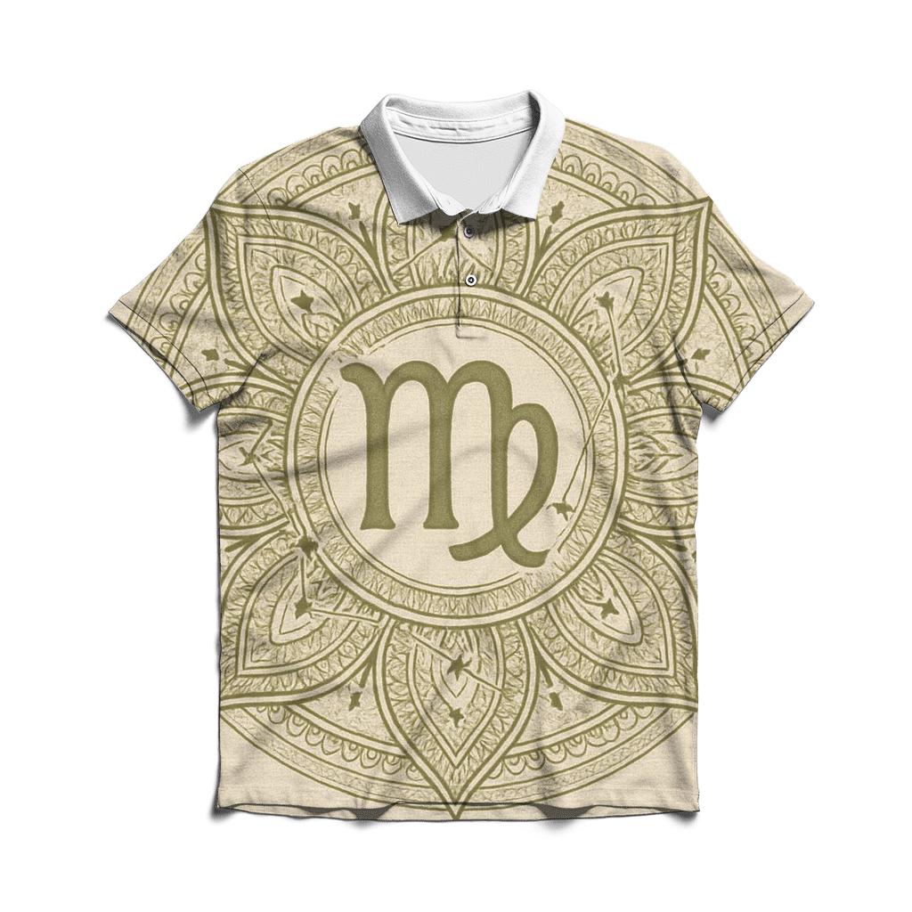Virgo Earth Mandala Pattern custom polo shirts
