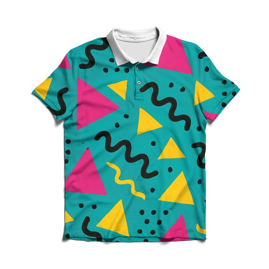 Memphis Shape Shuffle premium cotton polo shirts