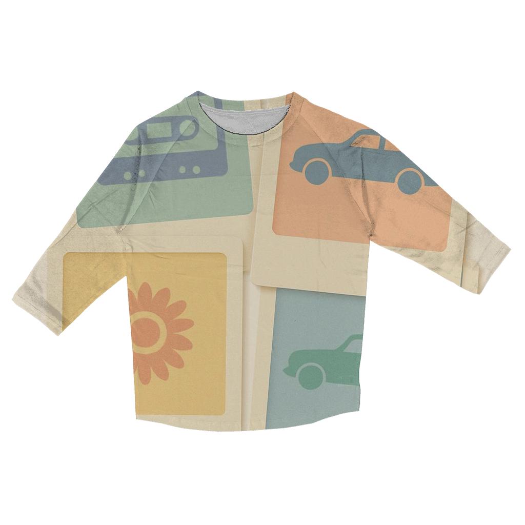 Polaroid Block Collage fashion 3/4 sleeve shirts