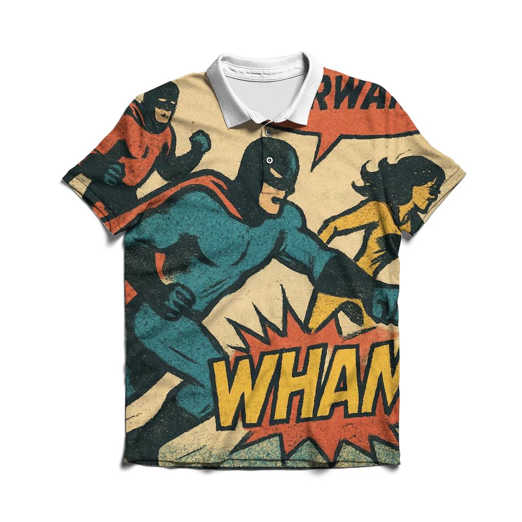 Faded Comic Book Panel stylish collar polo tees