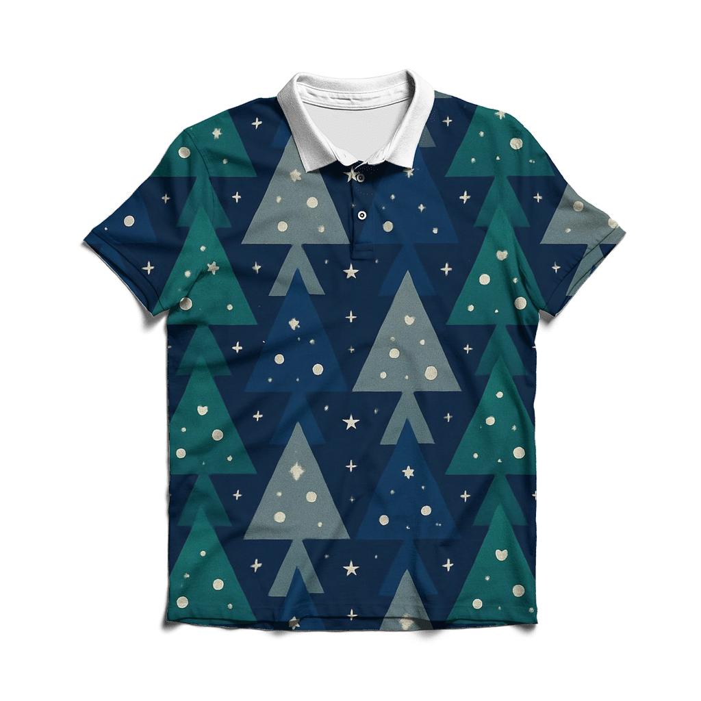 Starry Tree Triangle Peaks Design embroidered polo tops