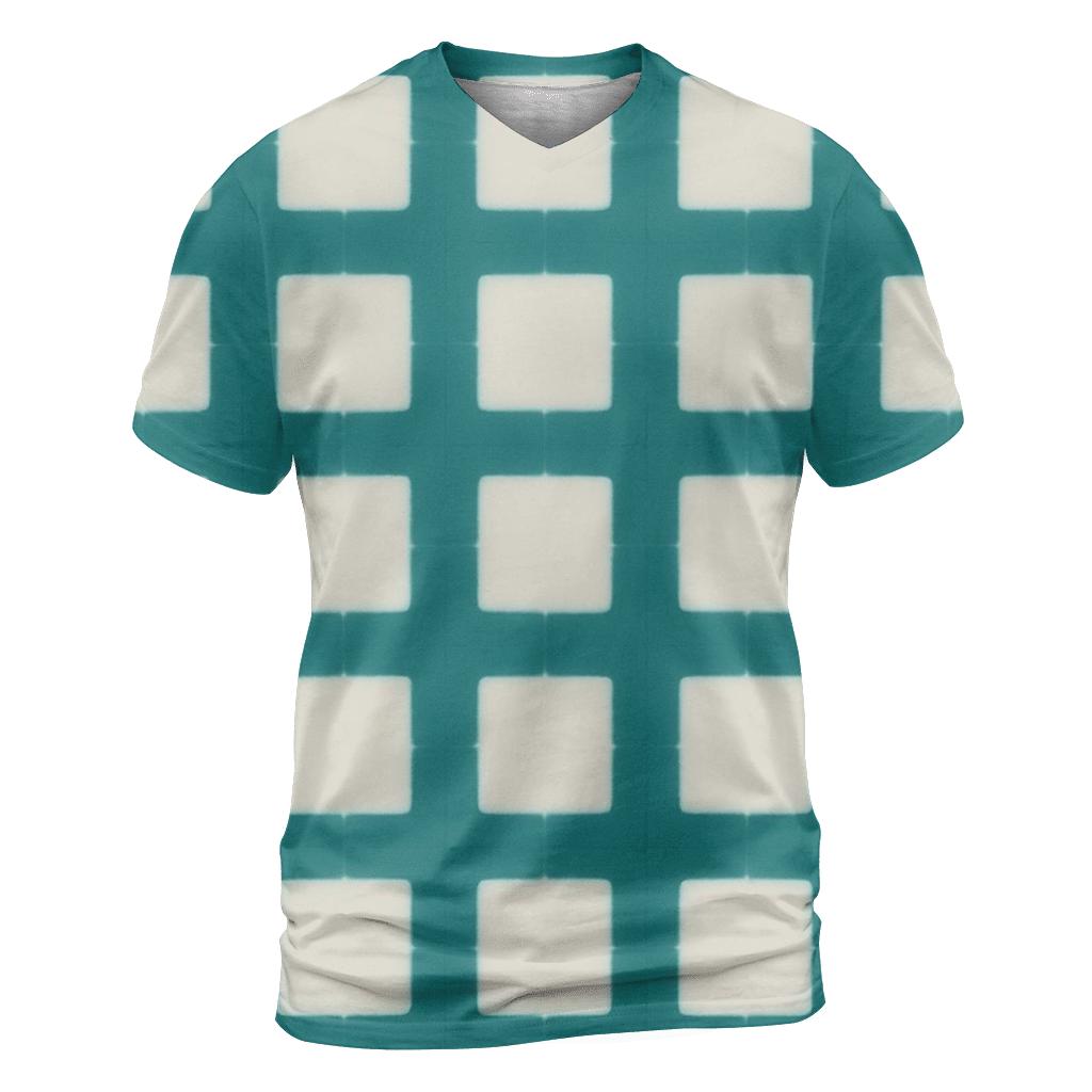 Itajime Teal Grid unique graphic print tees