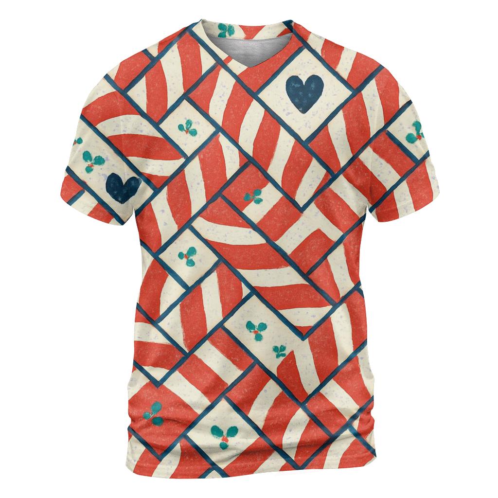 Candy Cane Mosaic Design vibrant all-over design tees