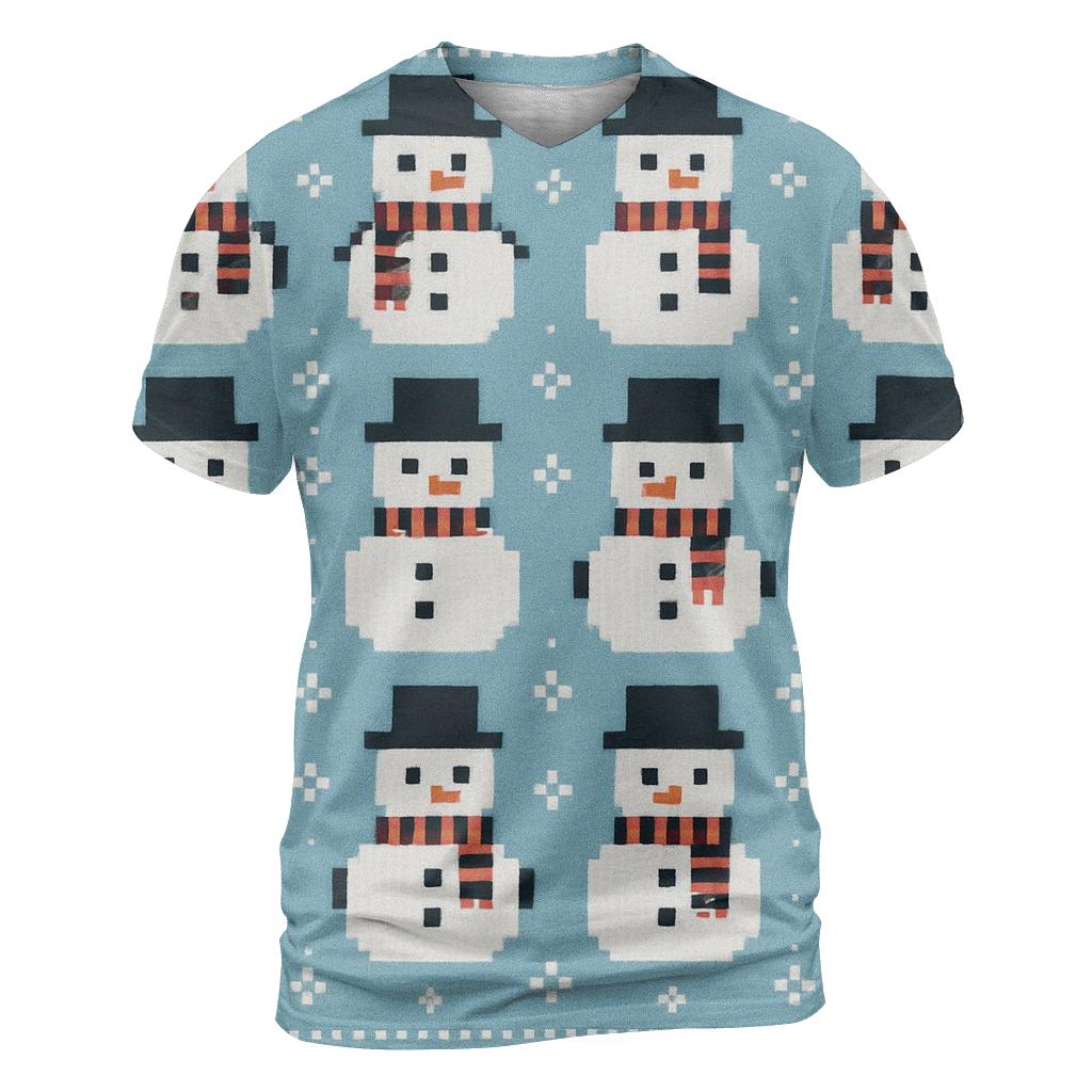 Snowman Scarf Grid Design creative print fashion shirts