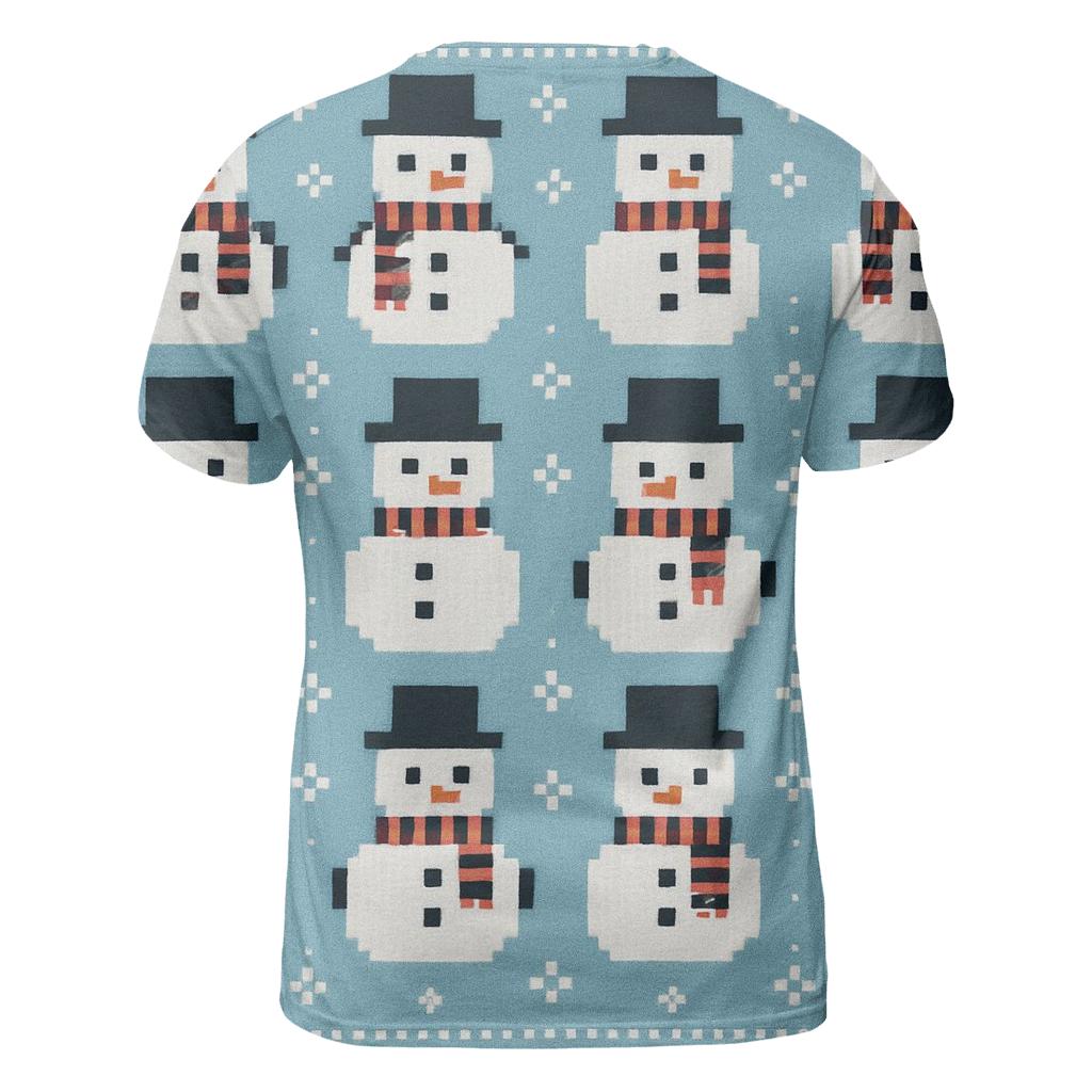 Snowman Scarf Grid Design creative print fashion shirts