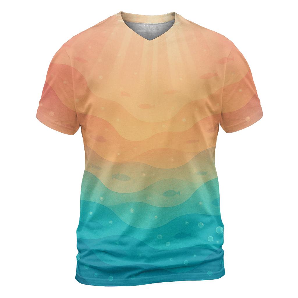 Coral Reef Fade artistic all-over print tops