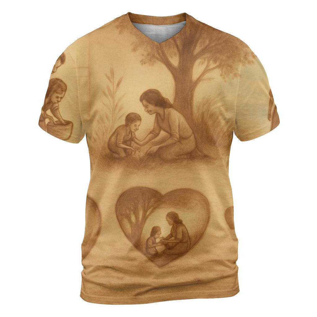 Footprints In The Heart creative print fashion shirts