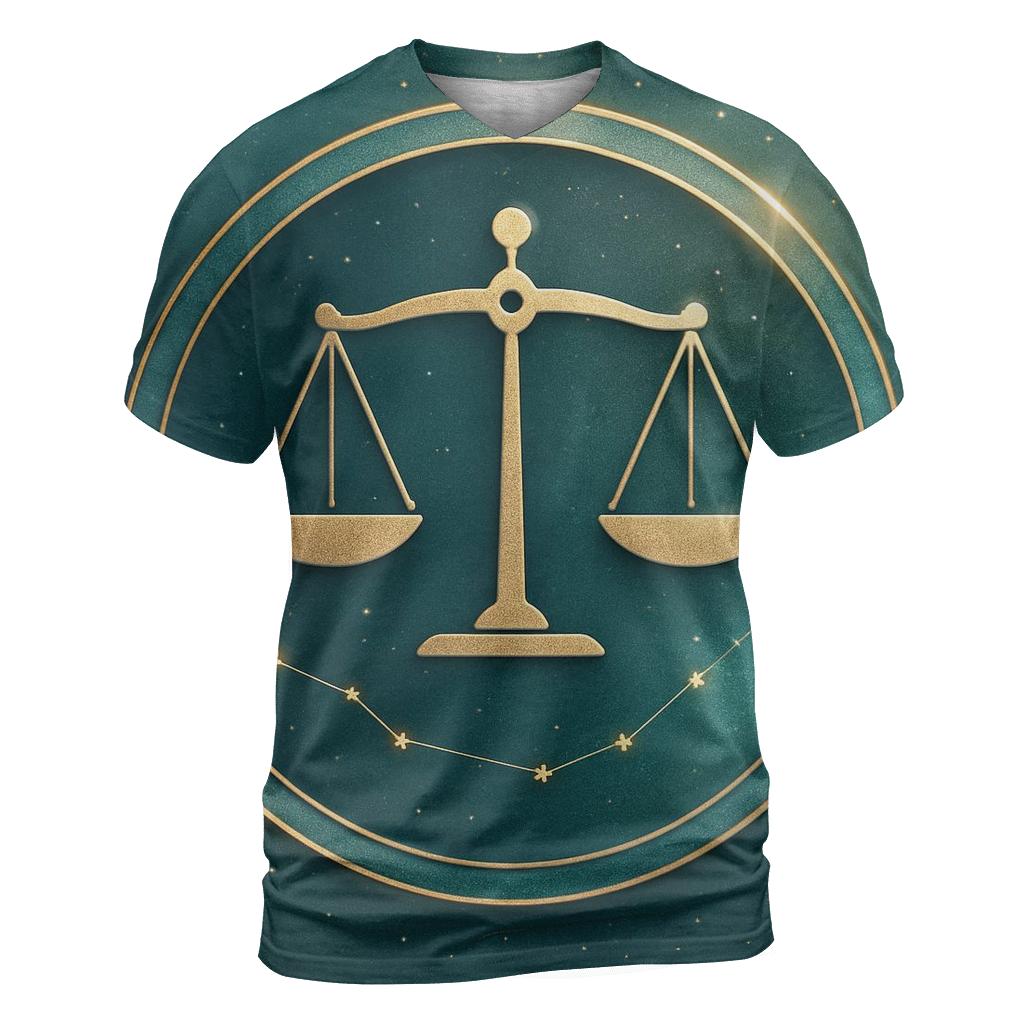 Libra Scales Balance Symbol creative print fashion shirts