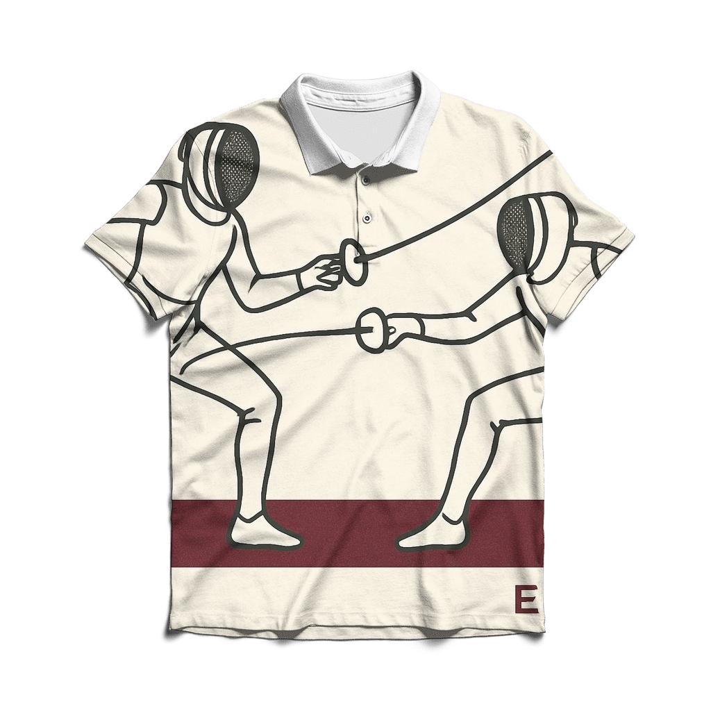 Fencing Line Art Duel personalized polo shirts