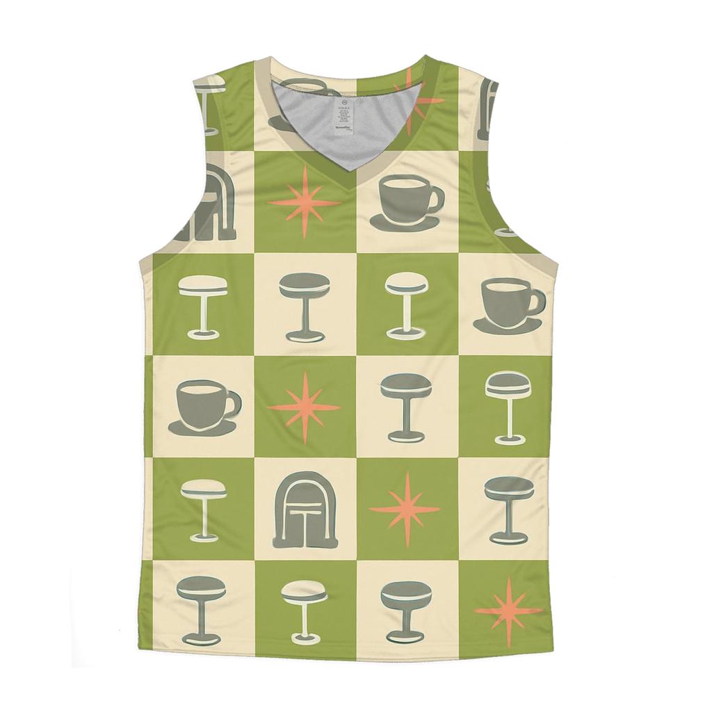 Cosmic Diner Checkerboard graphic print tank tops