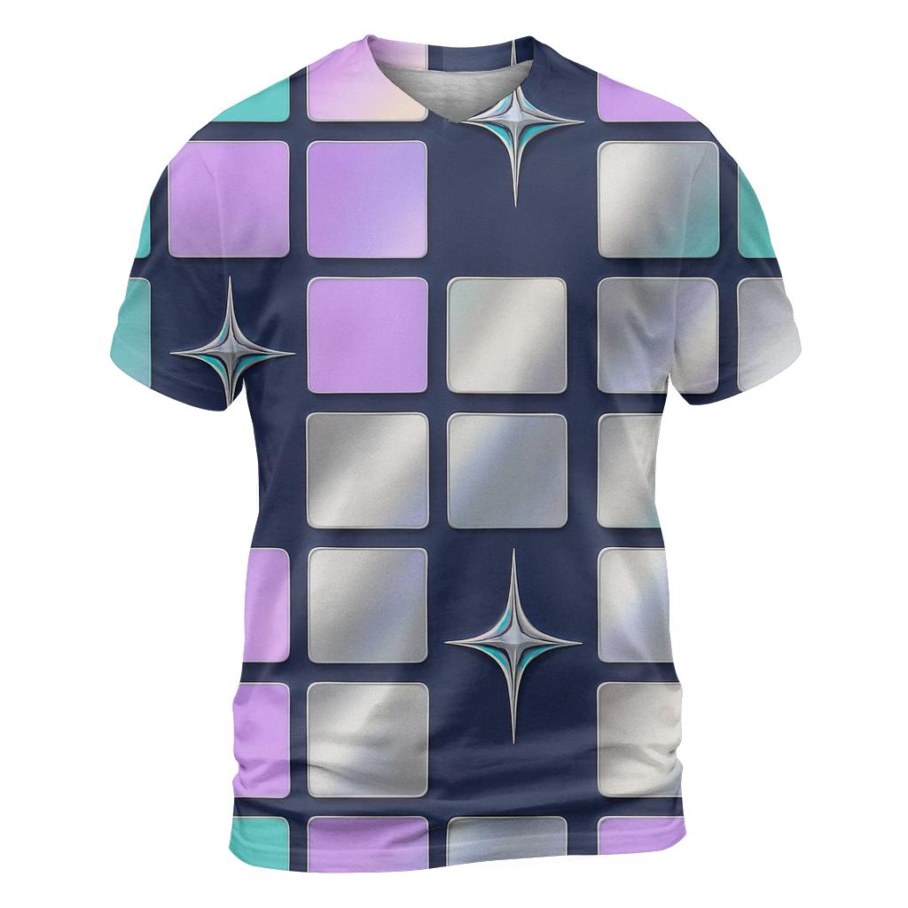 Hologram Checkerboard creative print fashion shirts