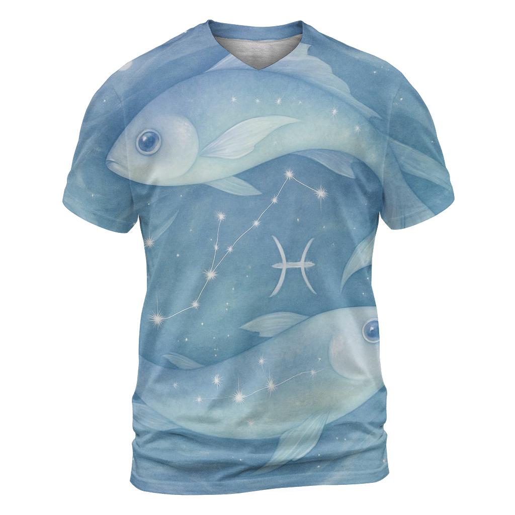 Pisces Cosmic Fish Dream Scene trendy printed shirt styles
