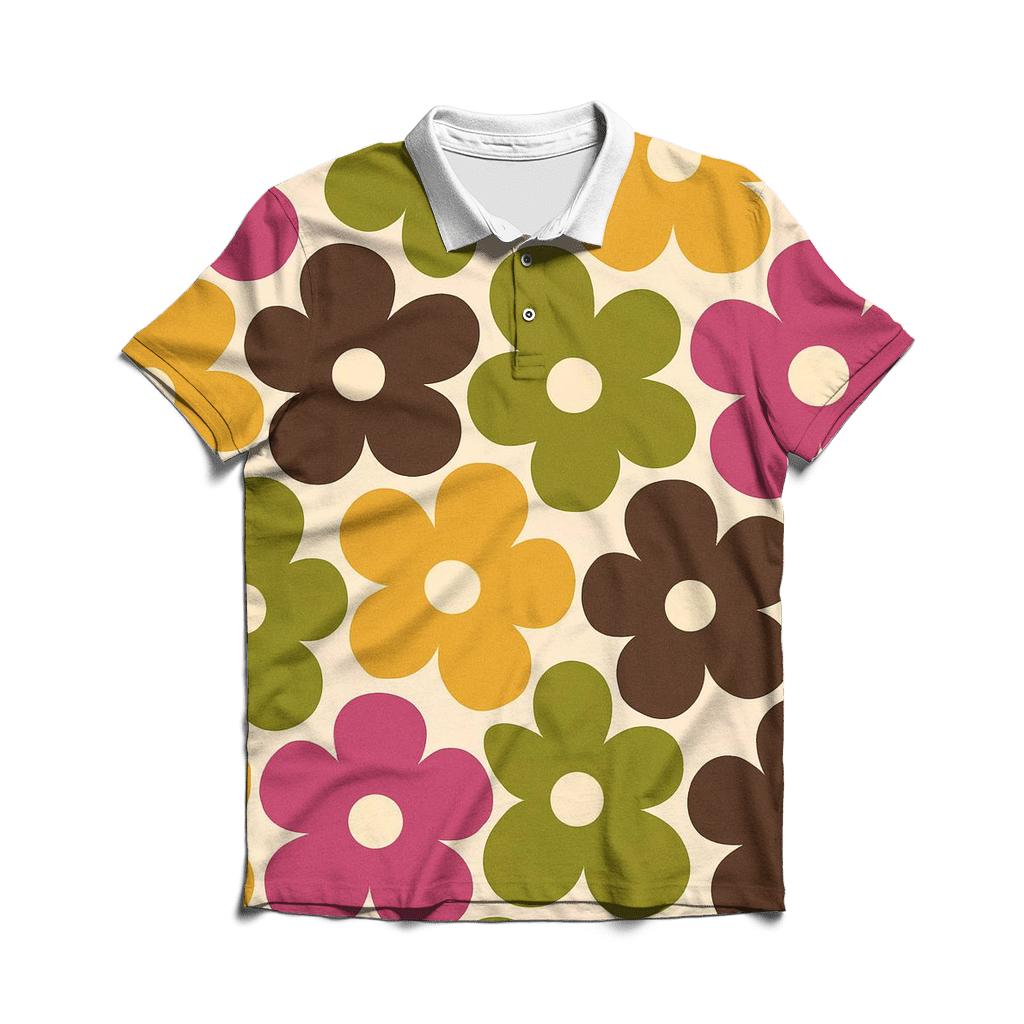 Mod Floral Mosaic casual sports polo shirts