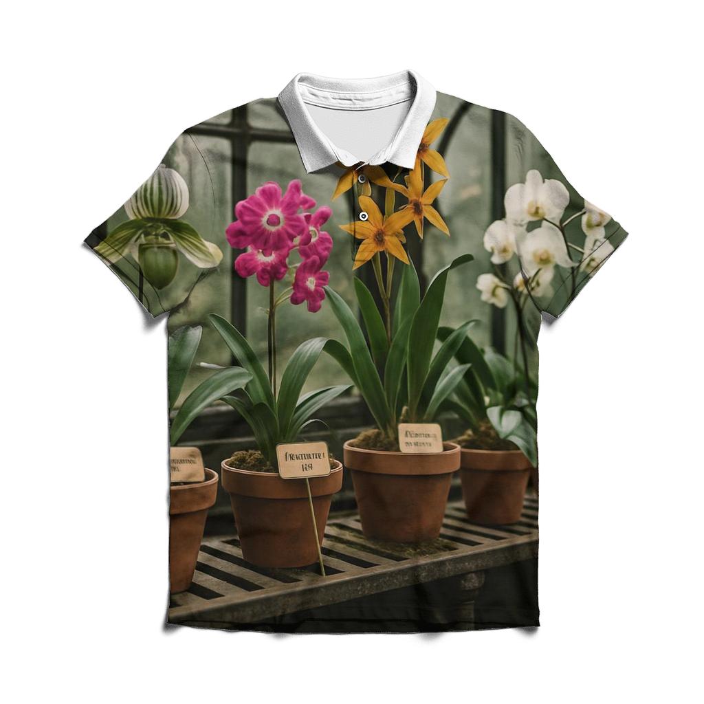 Victorian Greenhouse Orchid Table premium cotton polo shirts