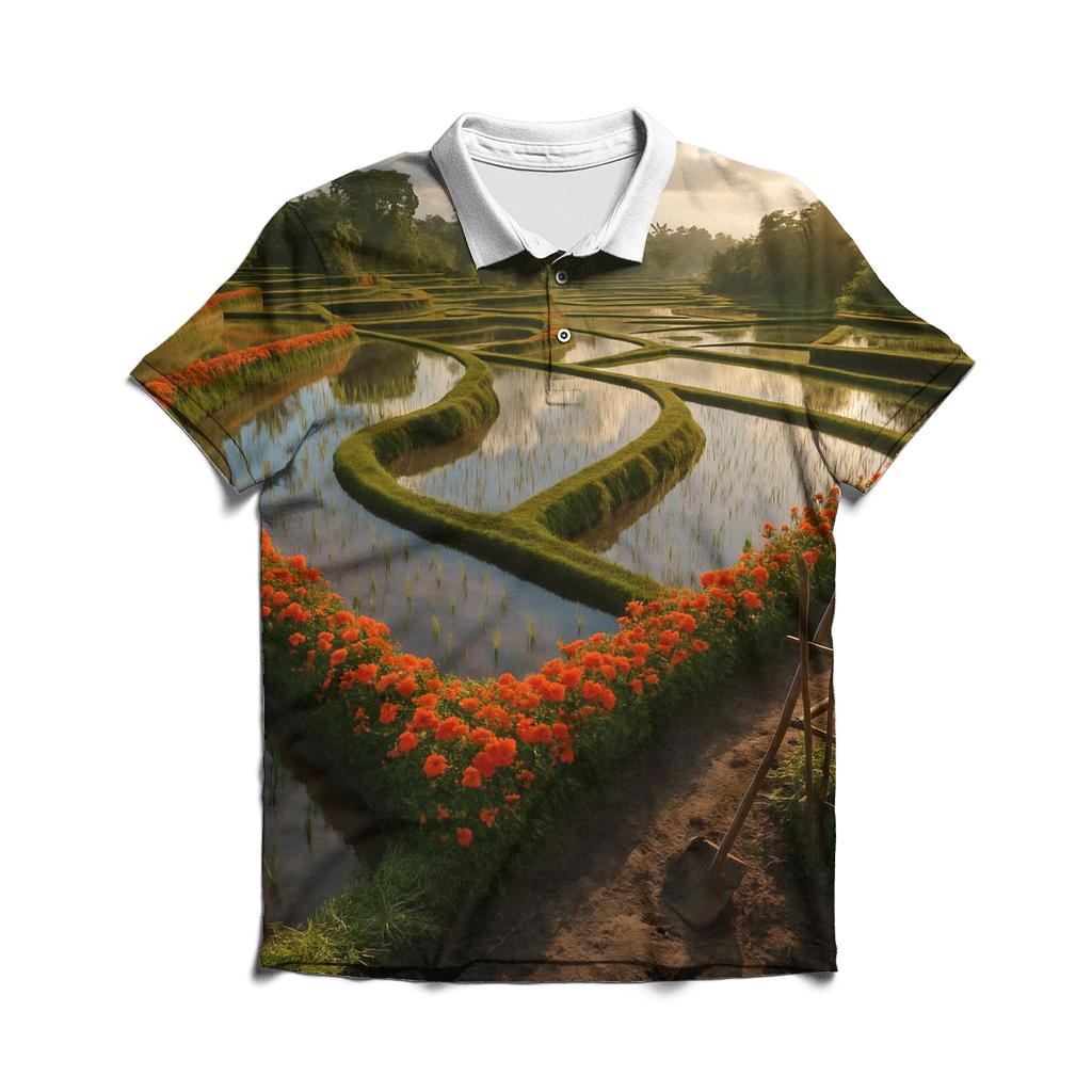 Rice Terrace Flower Borders personalized polo shirts