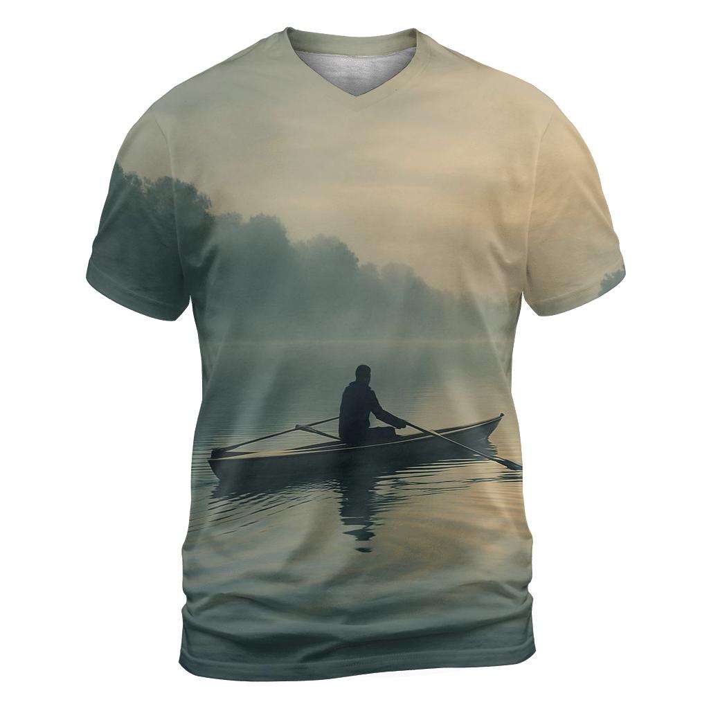 Rowing Misty Lake trendy printed shirt styles