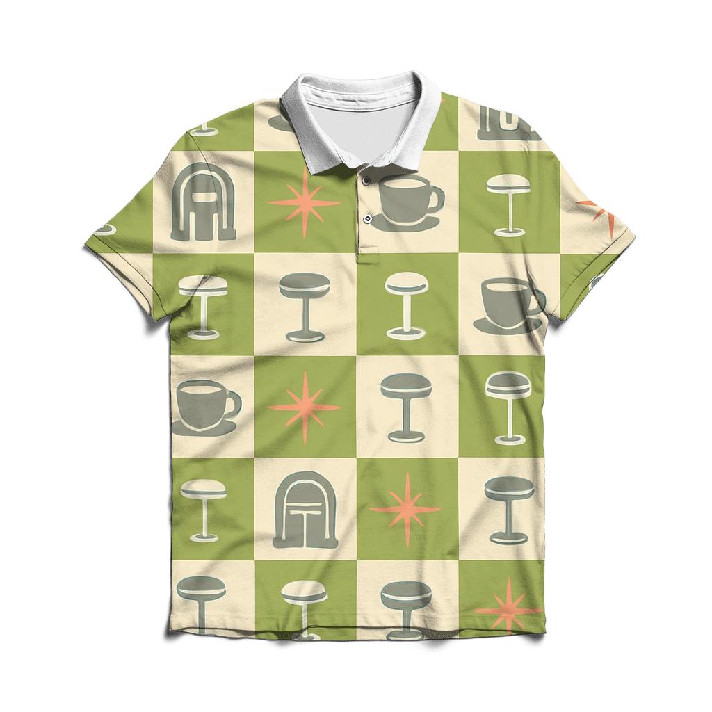 Cosmic Diner Checkerboard stylish collar polo tees