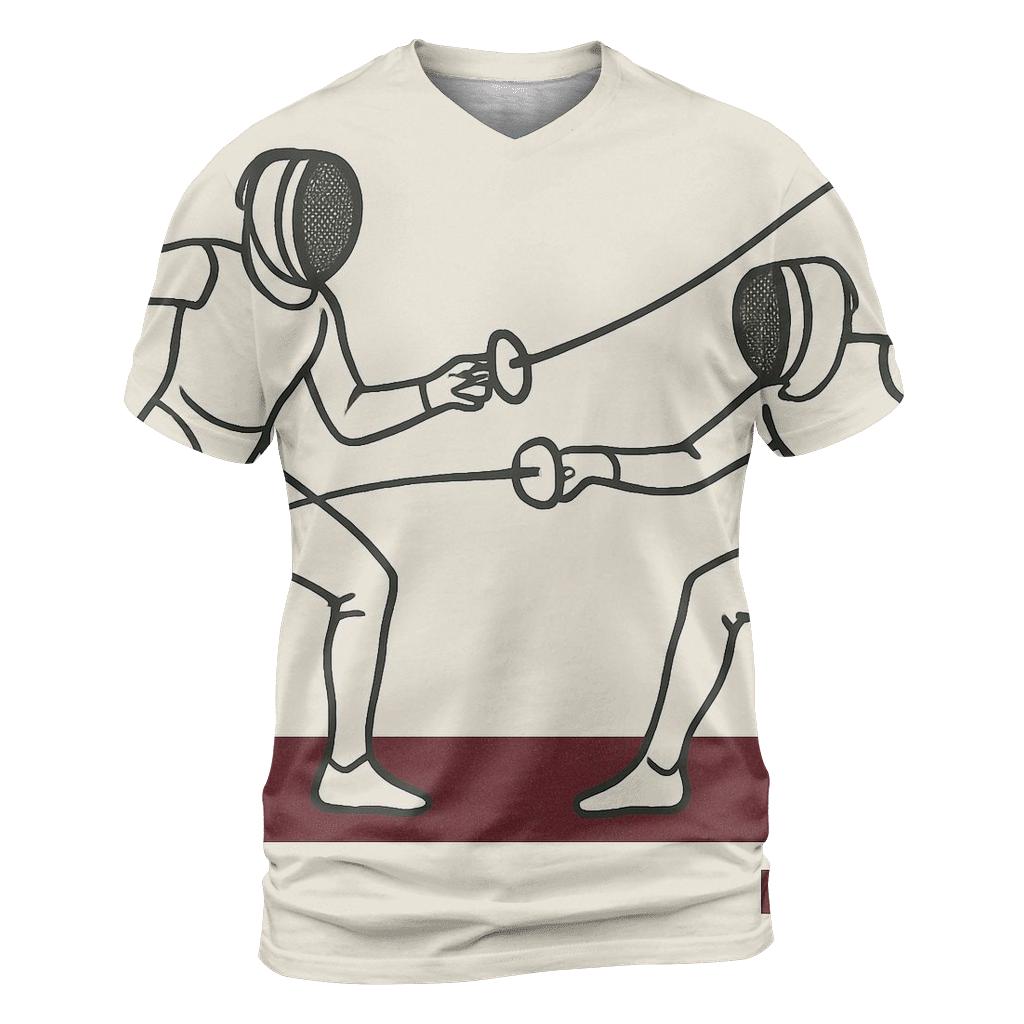 Fencing Line Art Duel vibrant all-over design tees