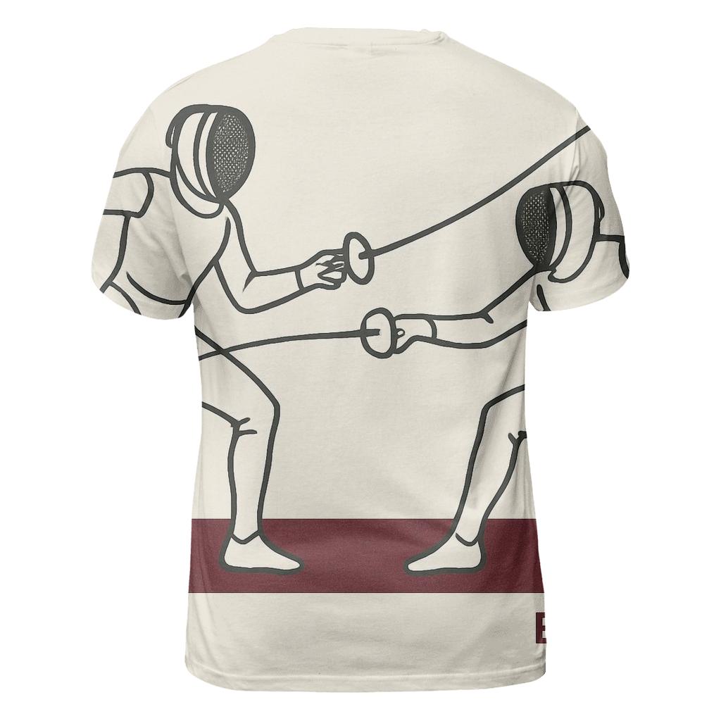 Fencing Line Art Duel vibrant all-over design tees