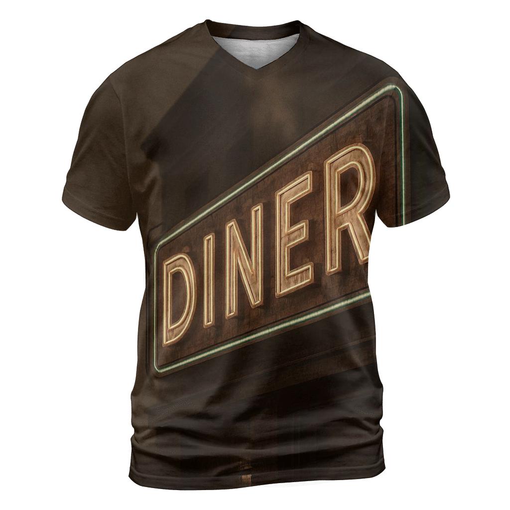 Sepia Diner Neon Sign artistic all-over print tops