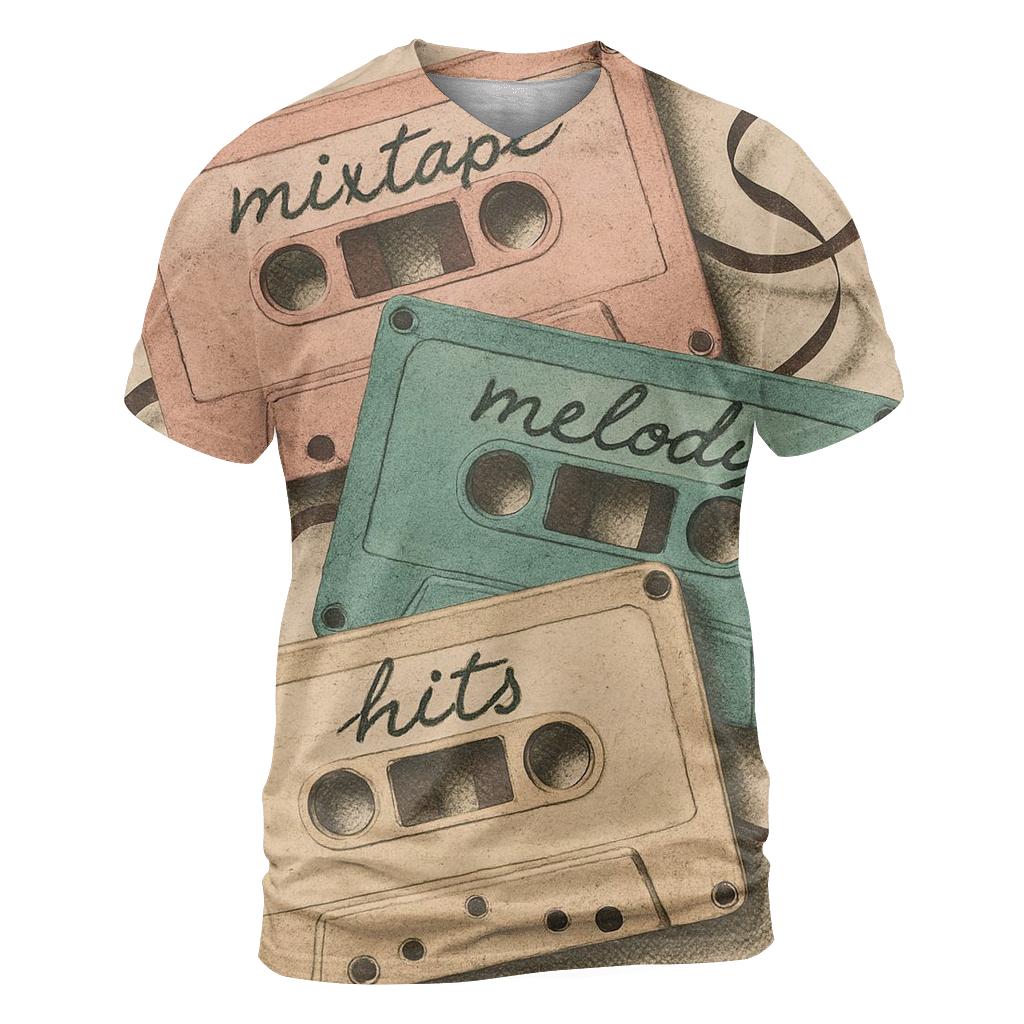 Faded Cassette Tape Collage designer pattern shirts