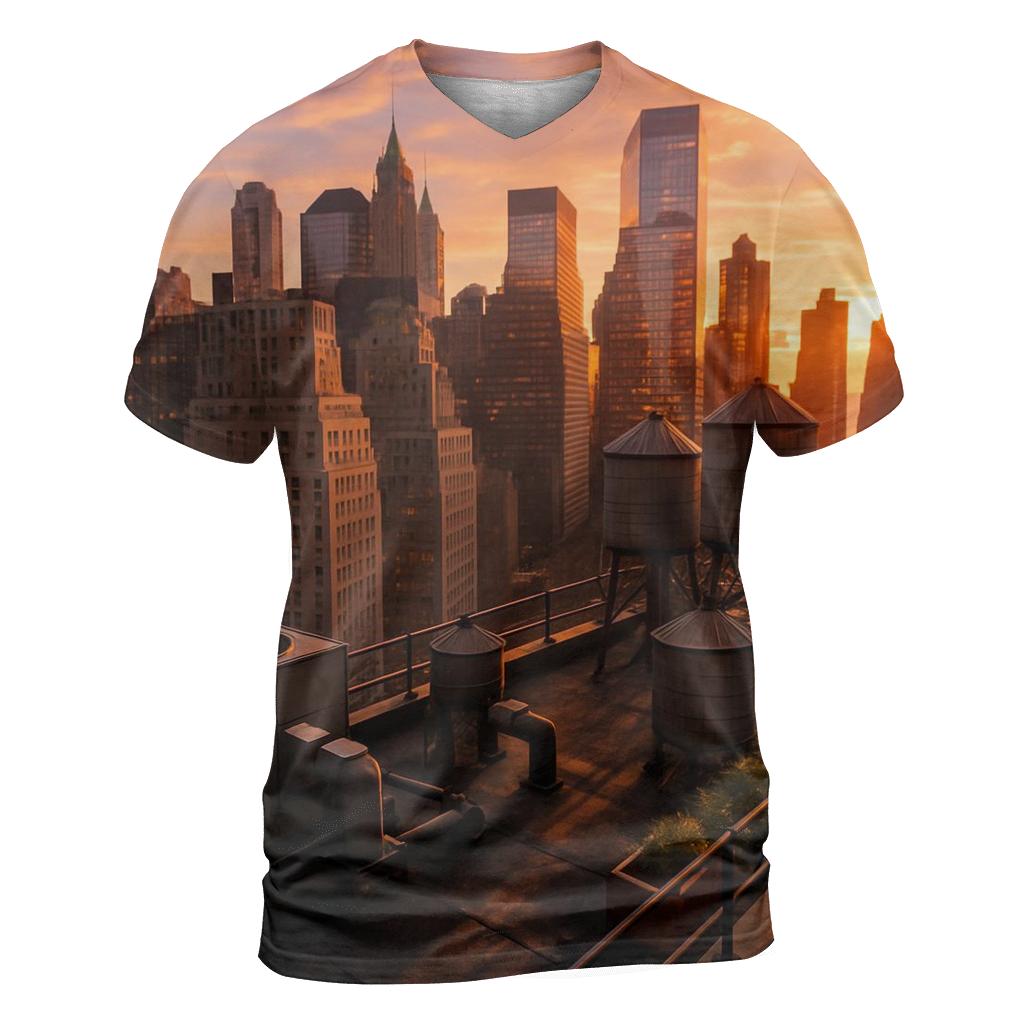 Sunset Over Financial District Rooftop personalized full print shirts