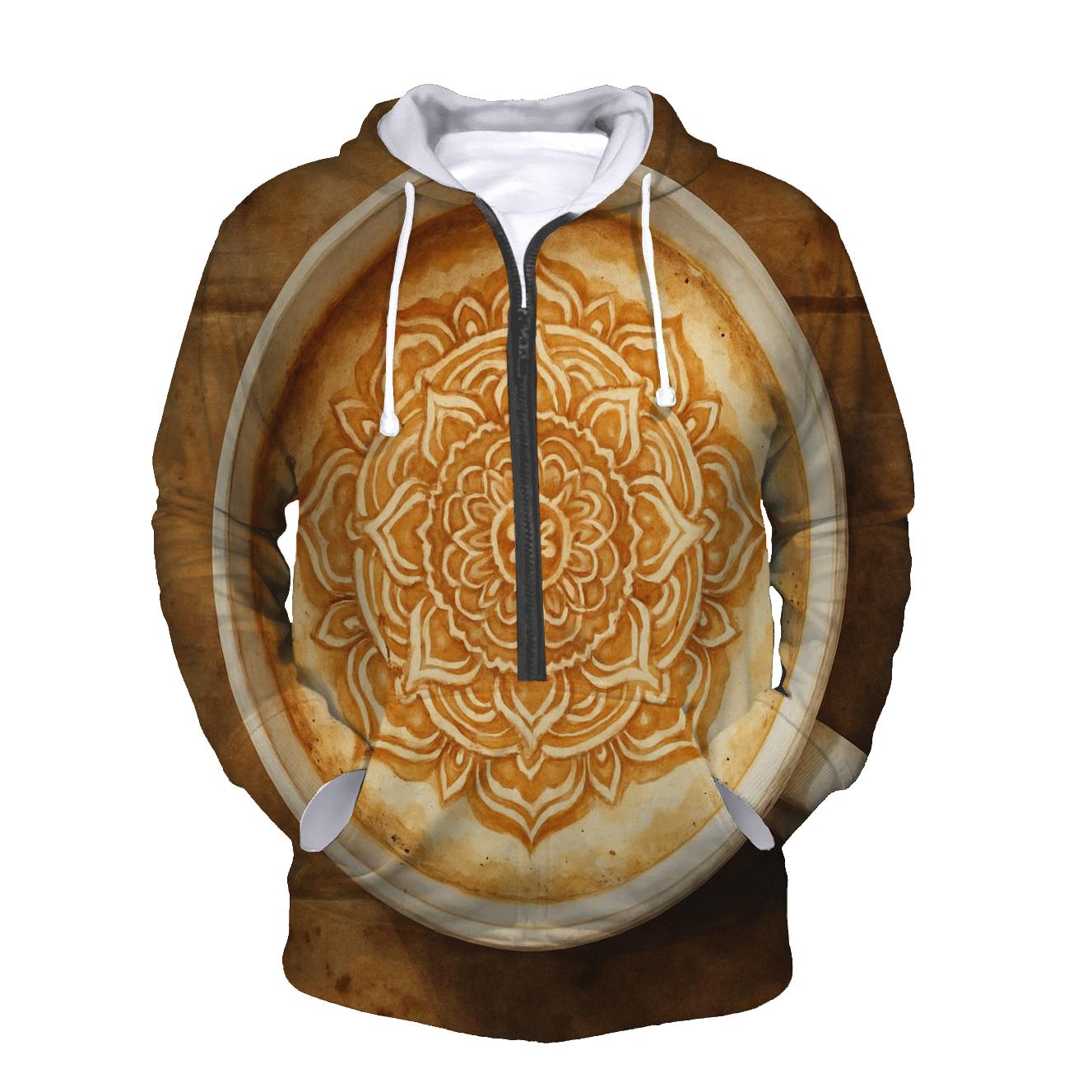 Latte Spiral Mandala heavyweight hoodies