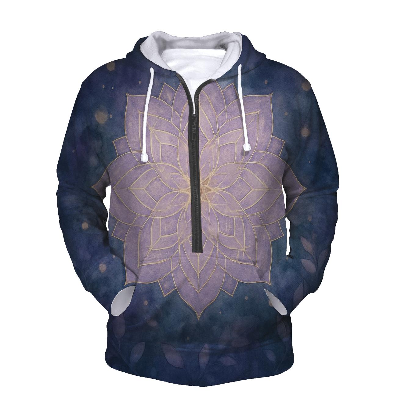 Luminous Mandala Garden zip-up hoodies