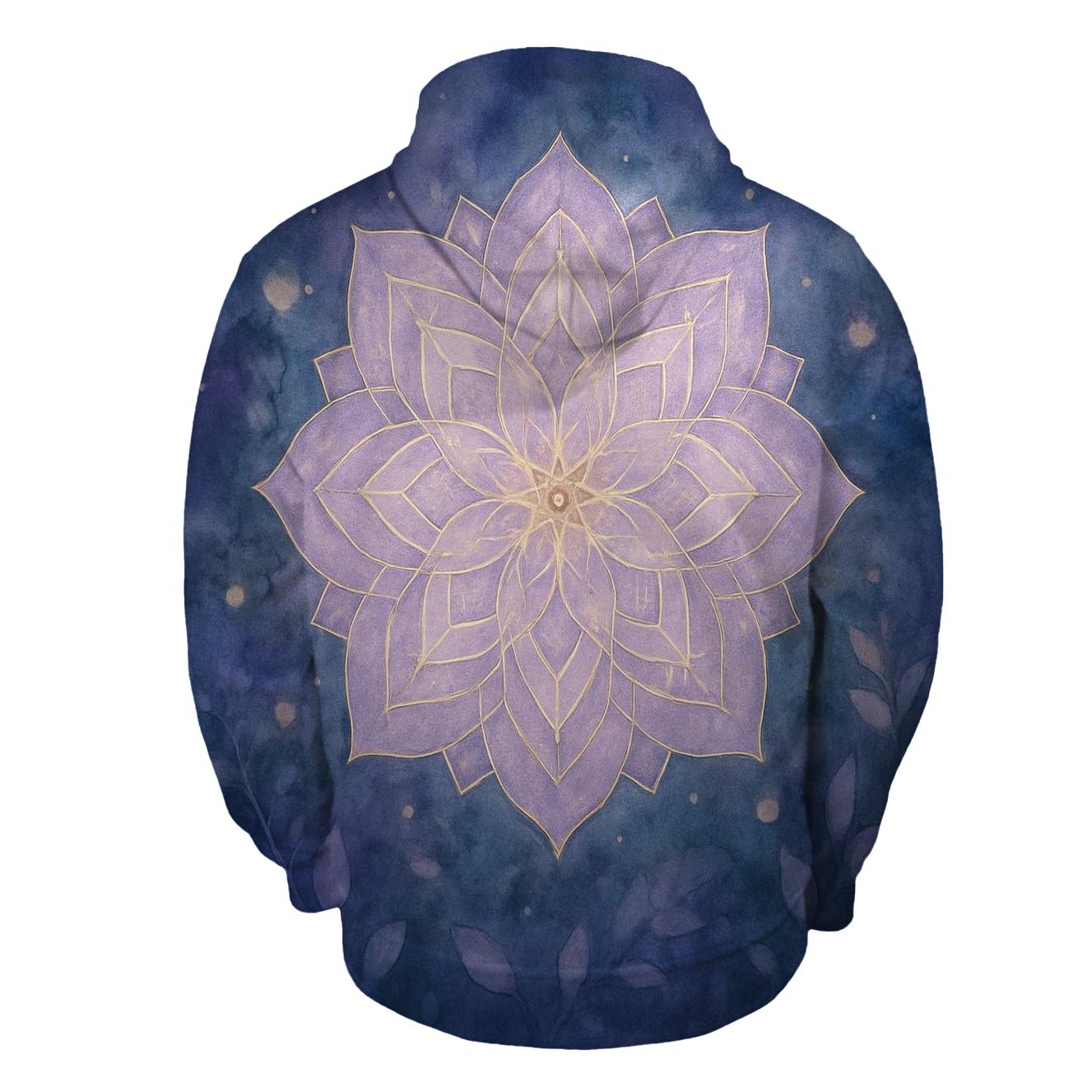Luminous Mandala Garden zip-up hoodies