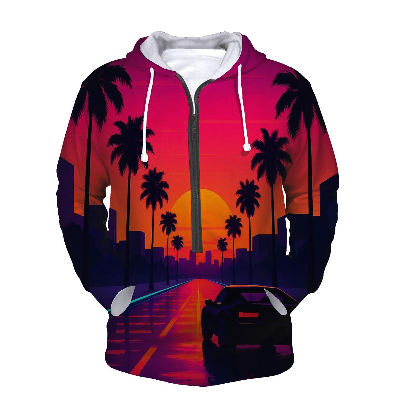 Neon Sunset Boulevard lightweight hoodies