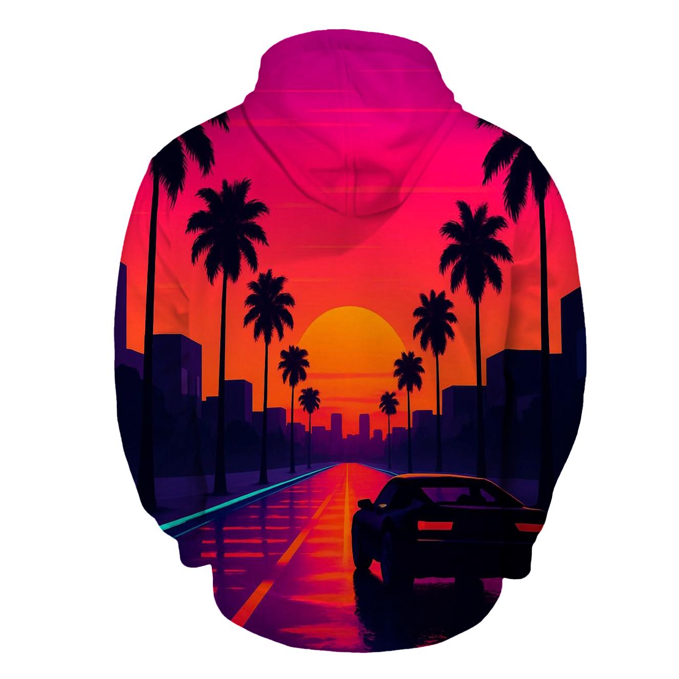 Neon Sunset Boulevard lightweight hoodies