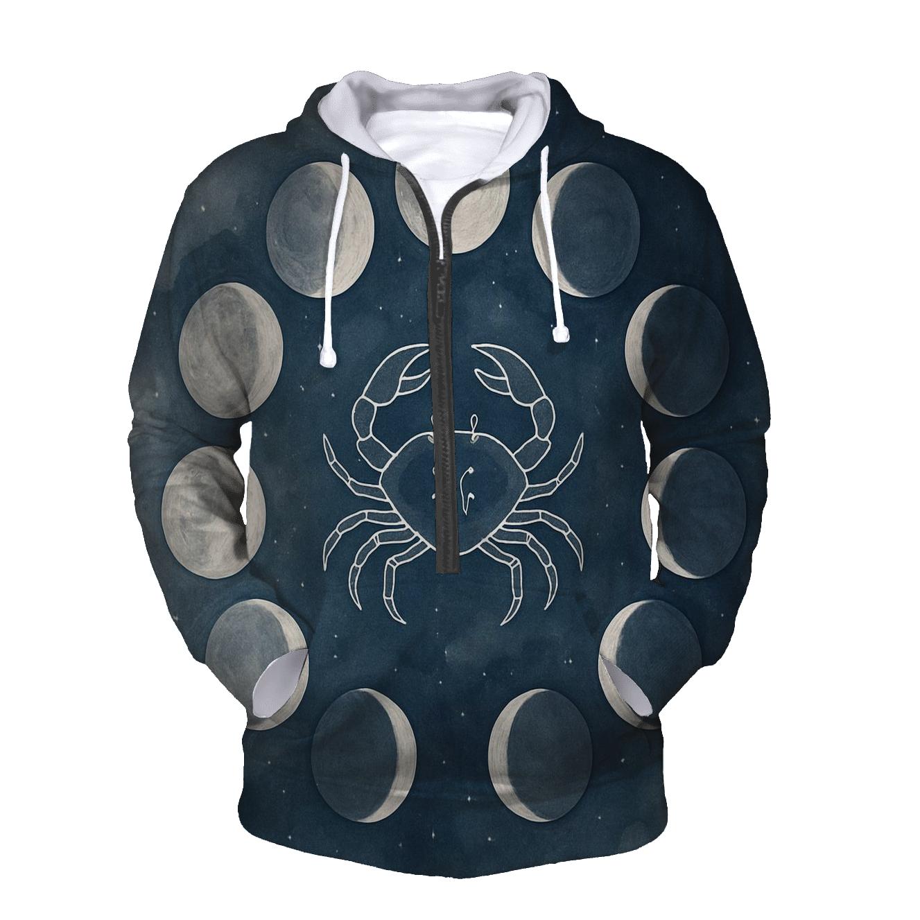 Lunar Cancer Moon Phase Cycle graphic hoodies