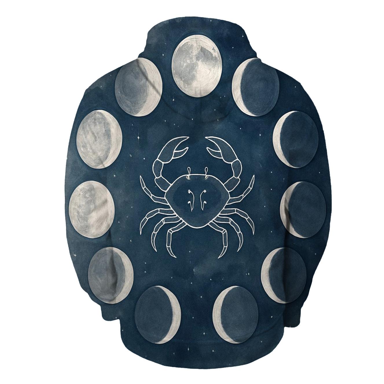 Lunar Cancer Moon Phase Cycle graphic hoodies
