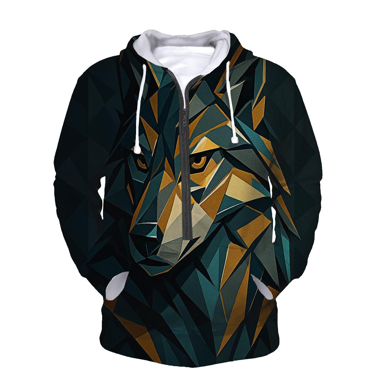 Geometric Wolf Mosaic lightweight hoodies
