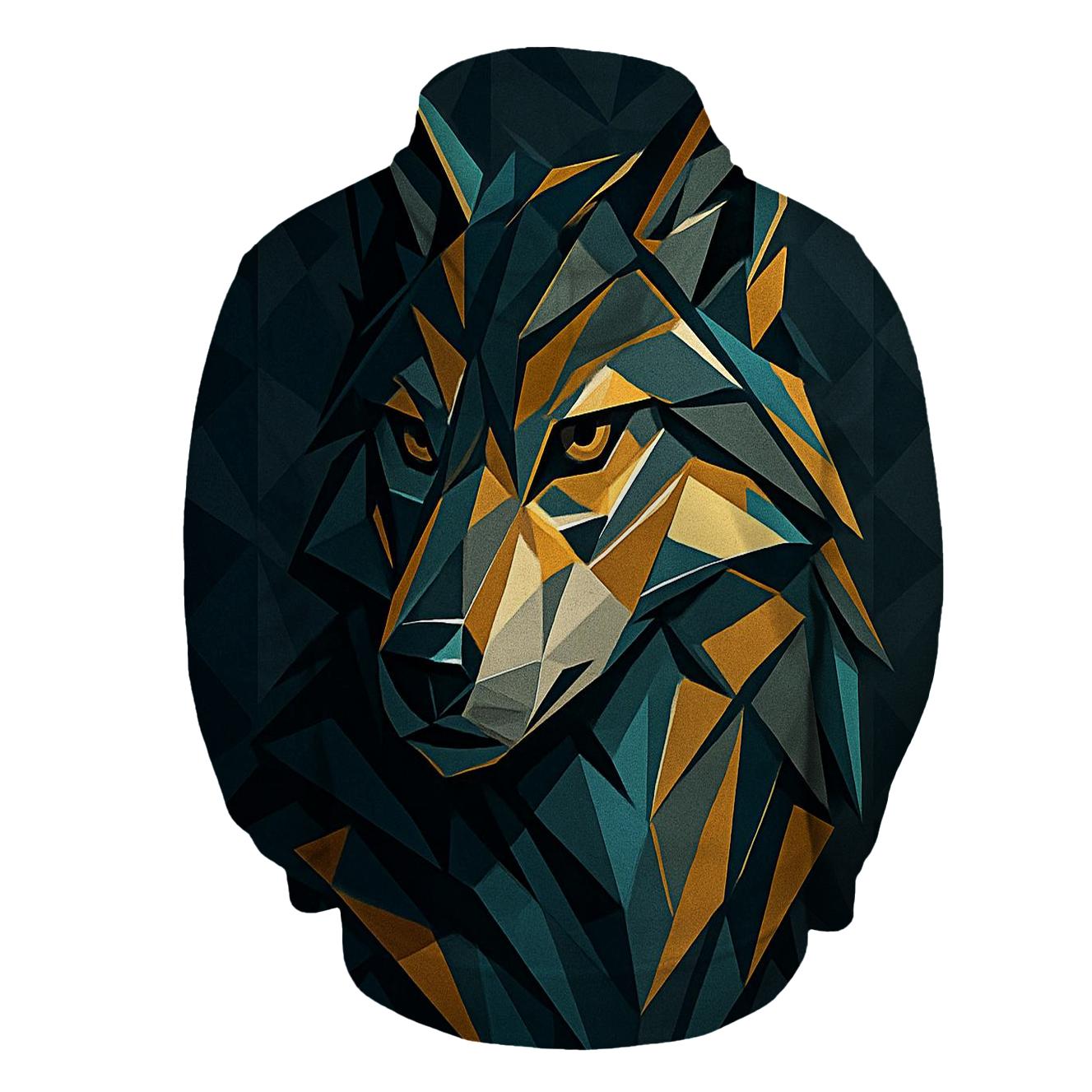 Geometric Wolf Mosaic lightweight hoodies