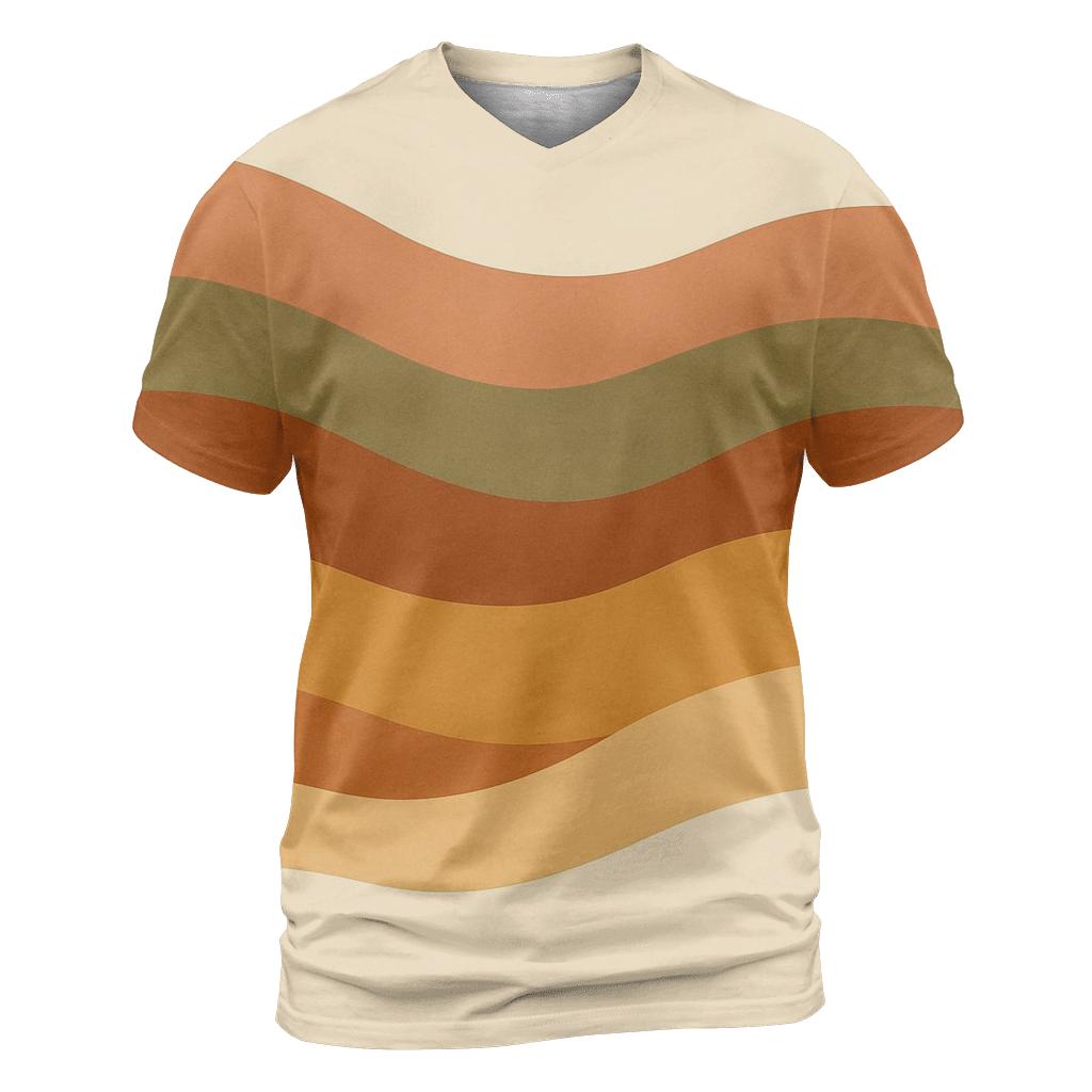Earth Tone Waveforms trendy printed shirt styles