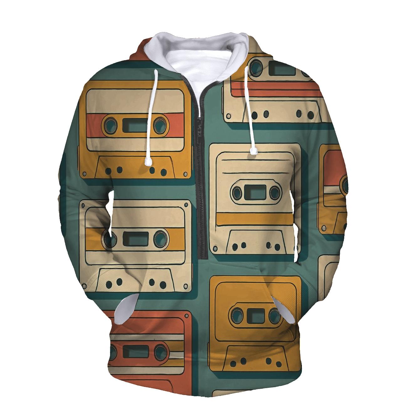 Cassette Tape Collage embroidered hoodies
