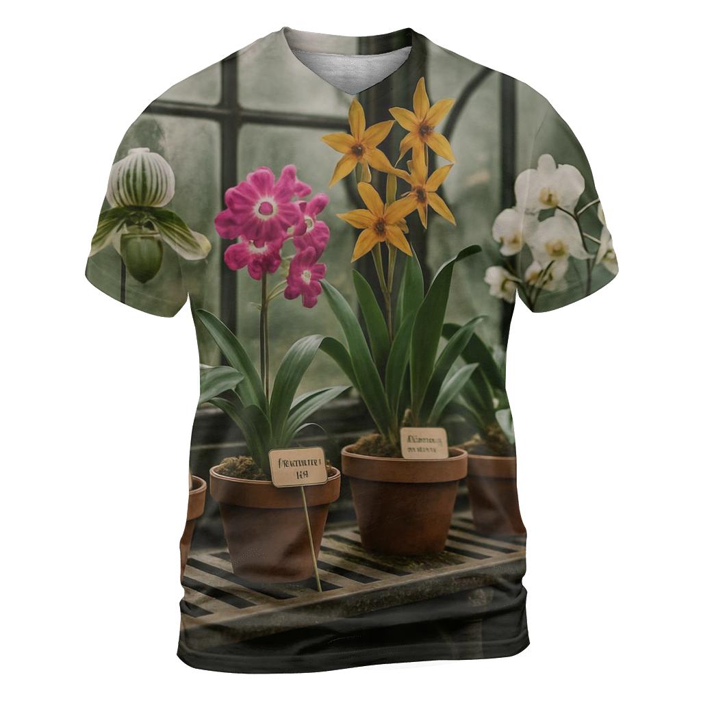 Victorian Greenhouse Orchid Table unique graphic print tees