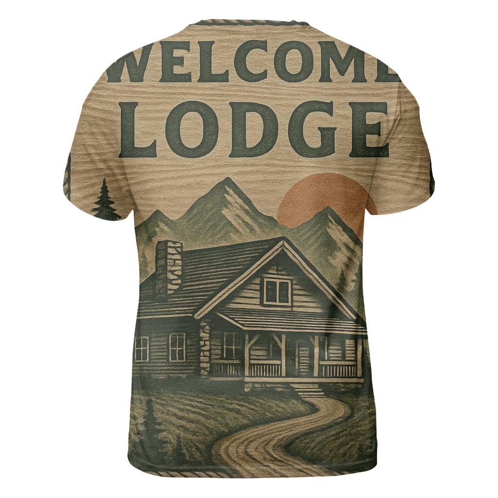 Rustic Mountain Lodge Illustration trendy printed shirt styles