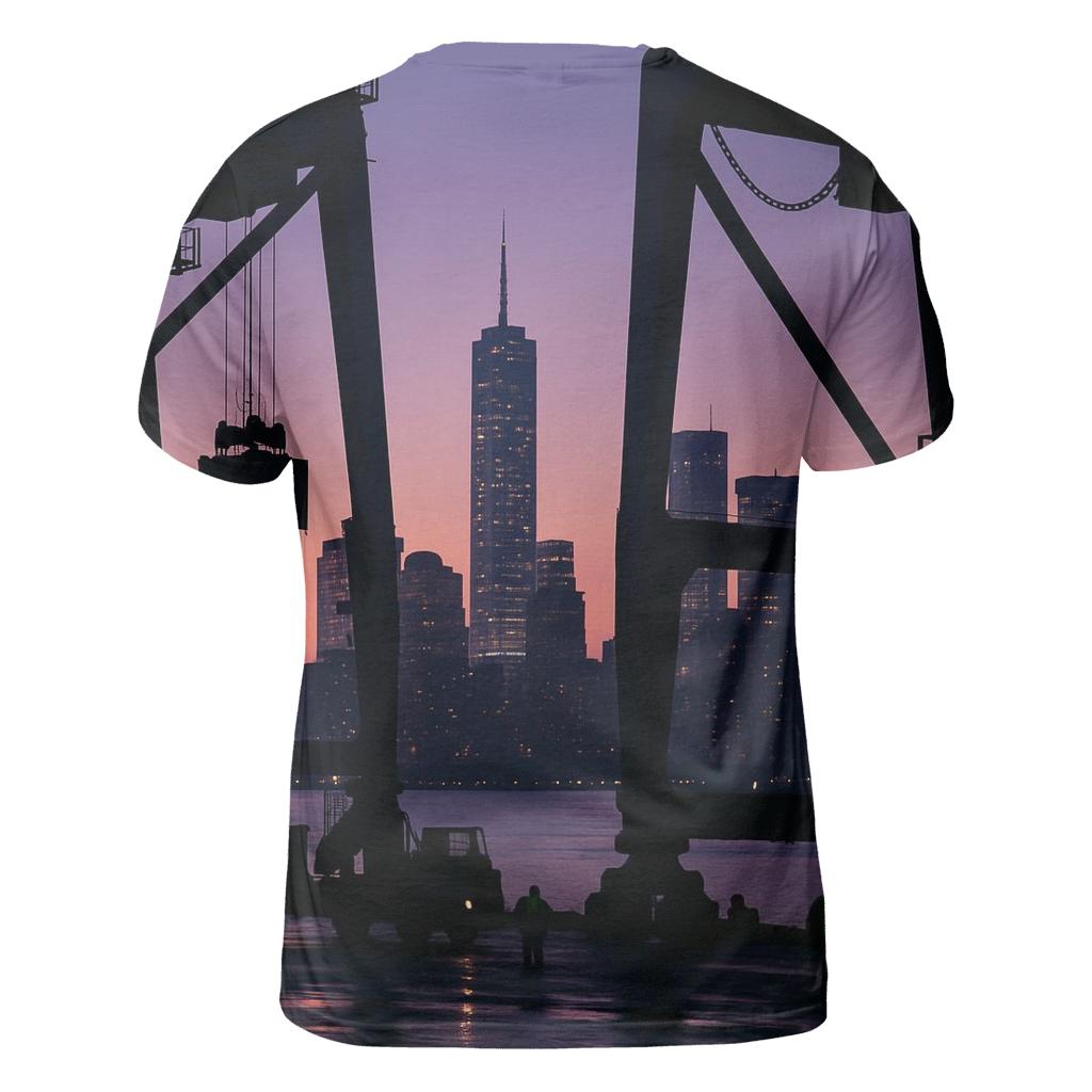 Harbor Crane Silhouette At Dusk artistic all-over print tops