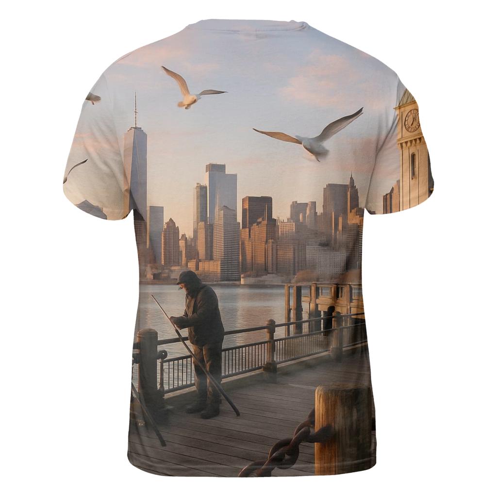 Sunrise Over Pier A Lighthouse trendy printed shirt styles