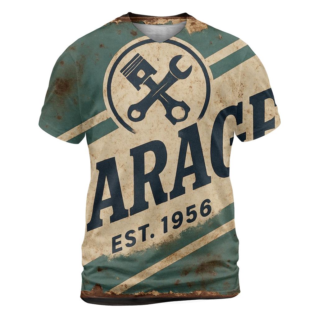 Antique Automotive Garage Sign artistic all-over print tops