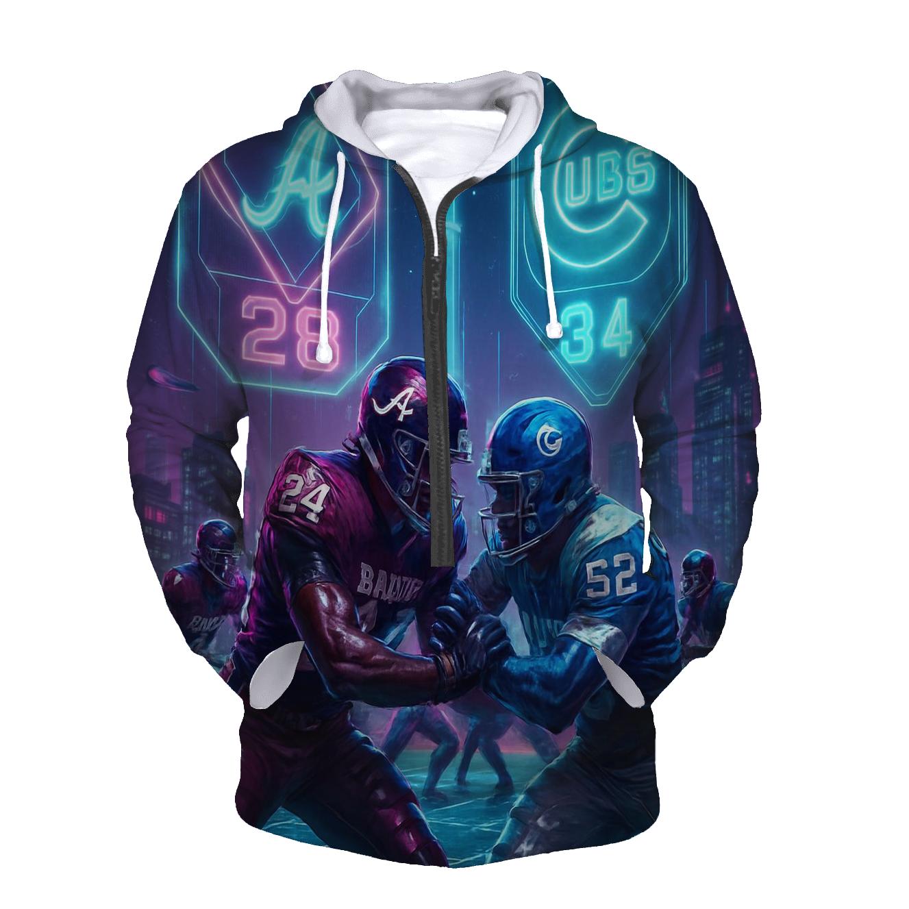 Neon Metropolis Faceoff premium hoodies