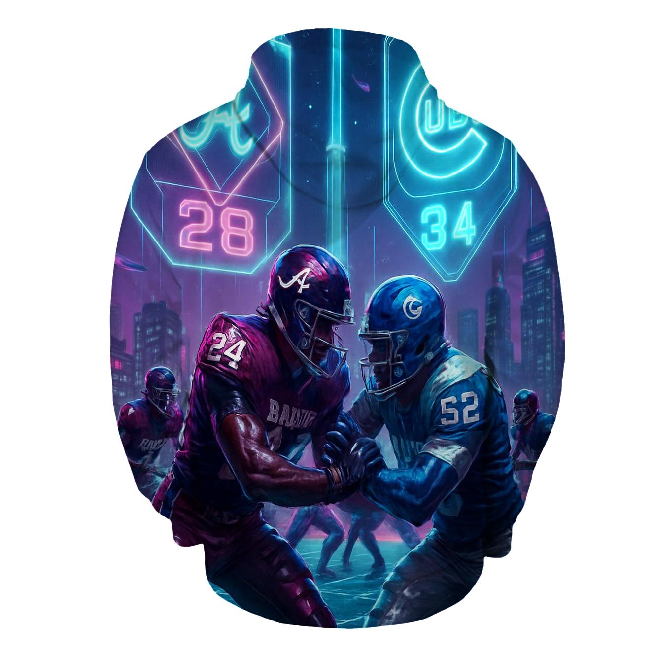 Neon Metropolis Faceoff premium hoodies