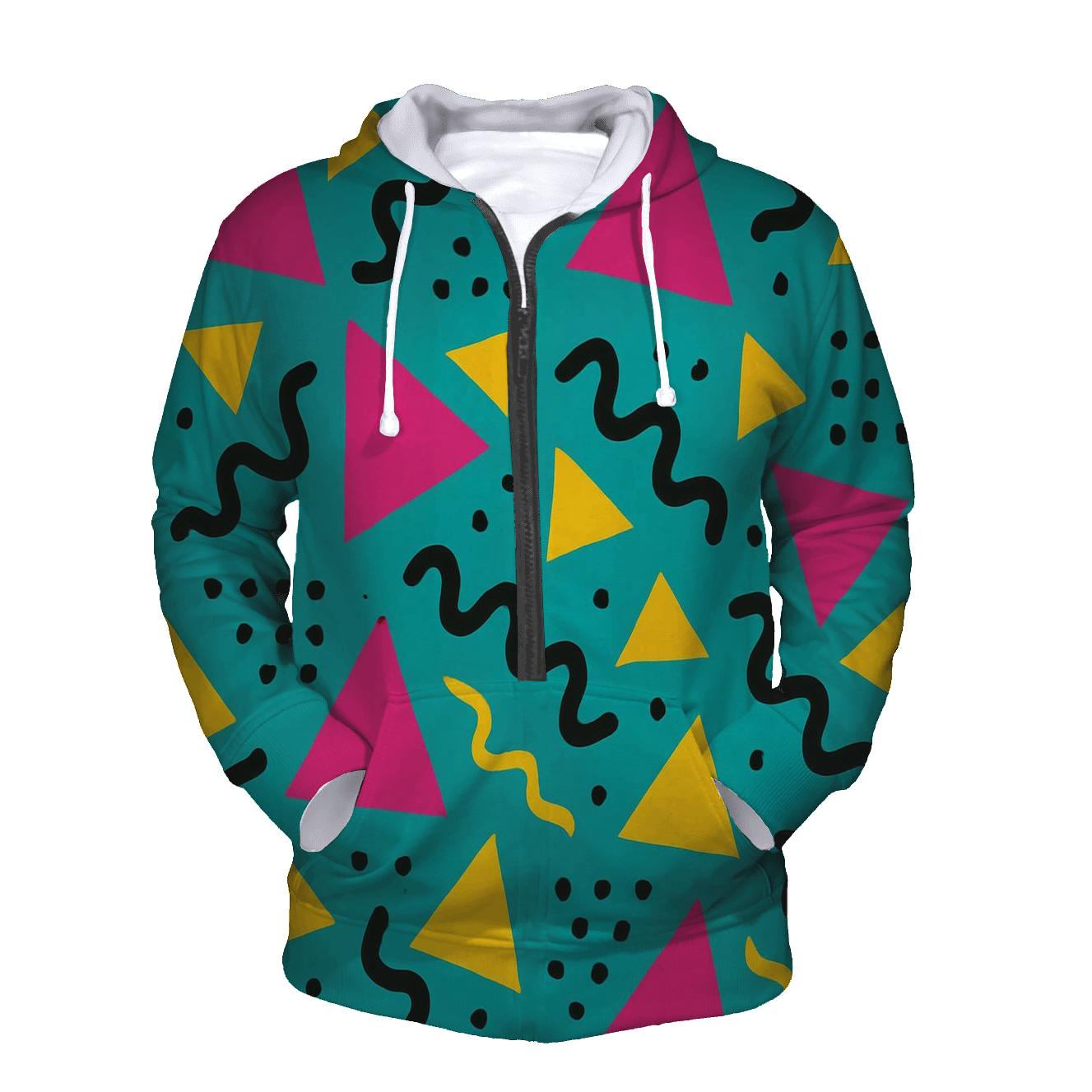 Memphis Shape Shuffle zip-up hoodies