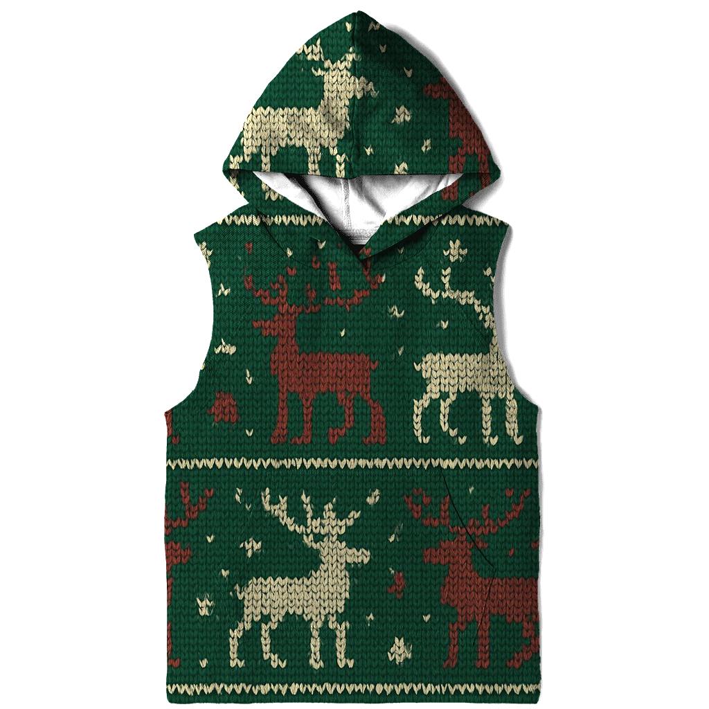 Reindeer Sweater Stripe Design embroidered hoodies