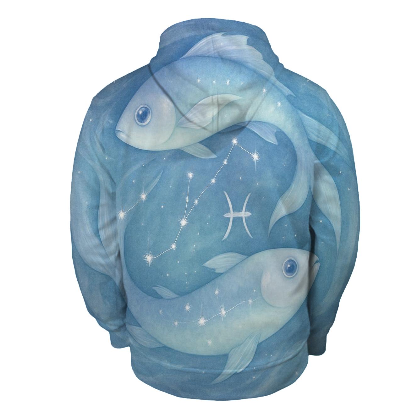 Pisces Cosmic Fish Dream Scene embroidered hoodies