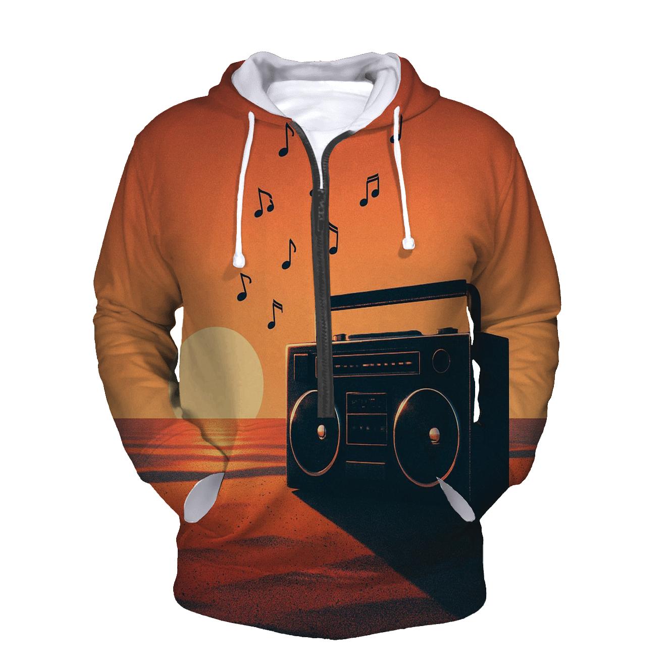 Boombox Sunset Silhouette embroidered hoodies