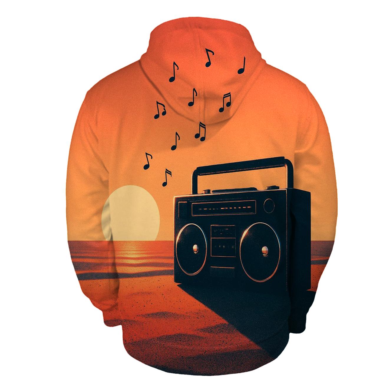 Boombox Sunset Silhouette embroidered hoodies